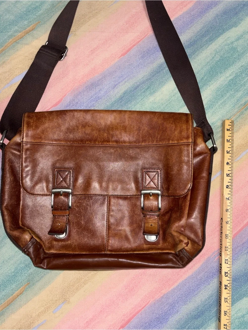 Fossil Leather Messenger Briefcase Work Laptop Bag